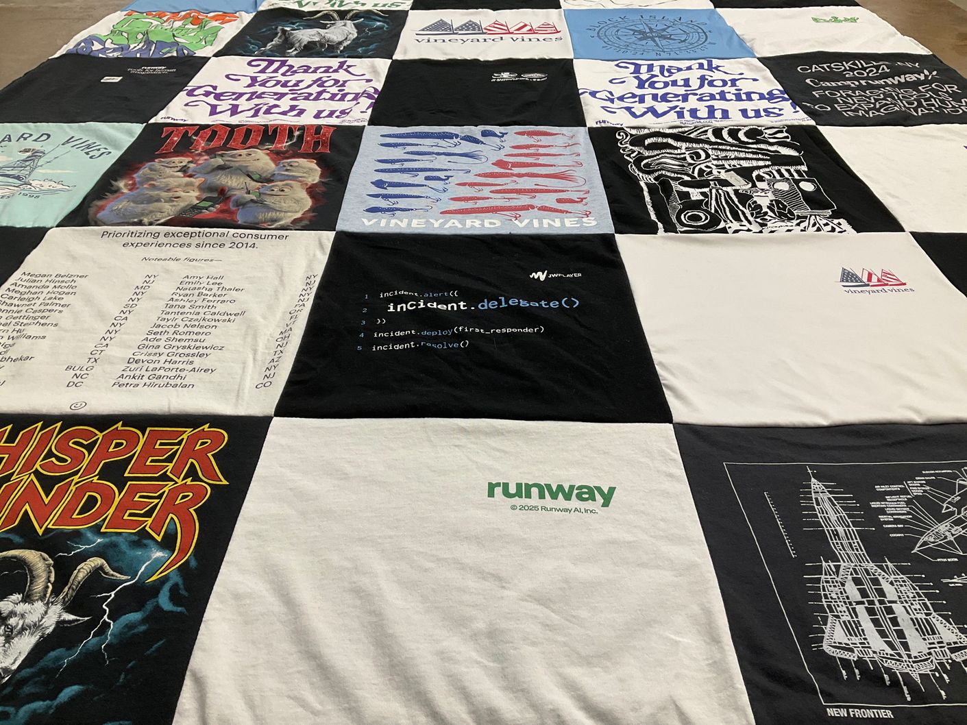 T-shirt quilt with photography, technology themes by Daniela from CT