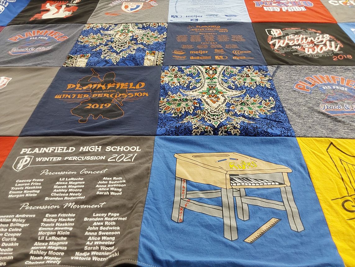 T-shirt quilt from plainfield high school by Cynthia from IN