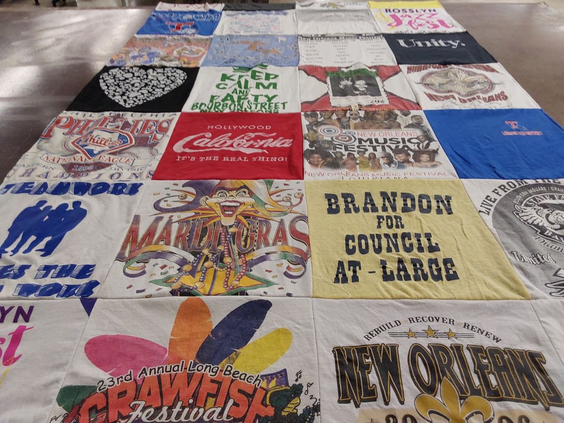 T-shirt quilt with music, festivals themes by Joy from VA