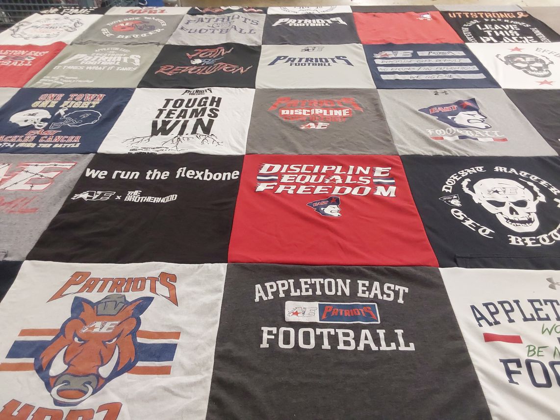 T-shirt quilt featuring appleton east patriots football by Brennen from WI
