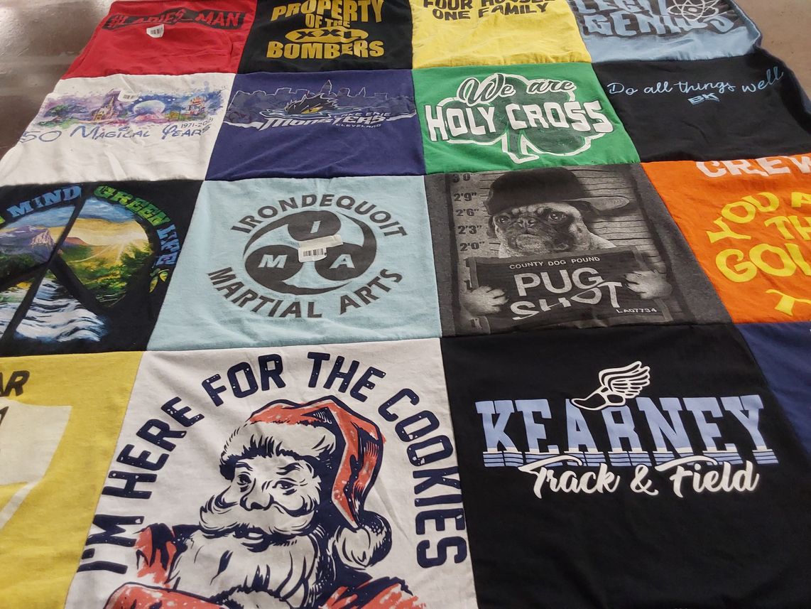 T-shirt quilt from holy cross college, irondequoit martial arts by Kathleen from NY