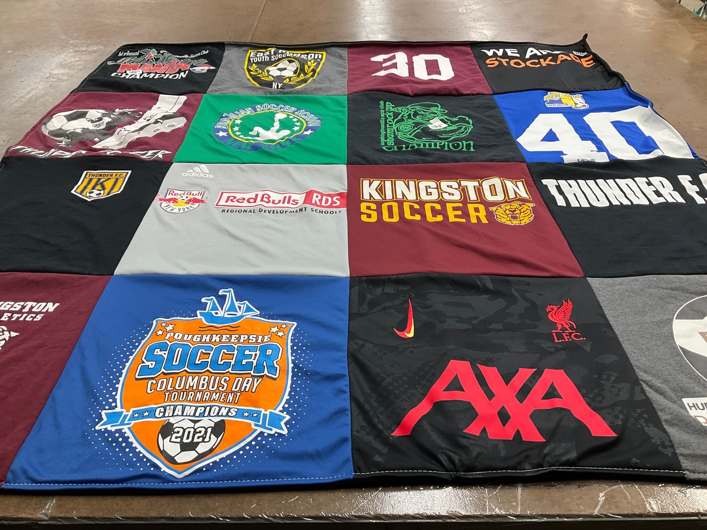 T-shirt quilt featuring thunder e.c., liverpool football club by Amanda from NY
