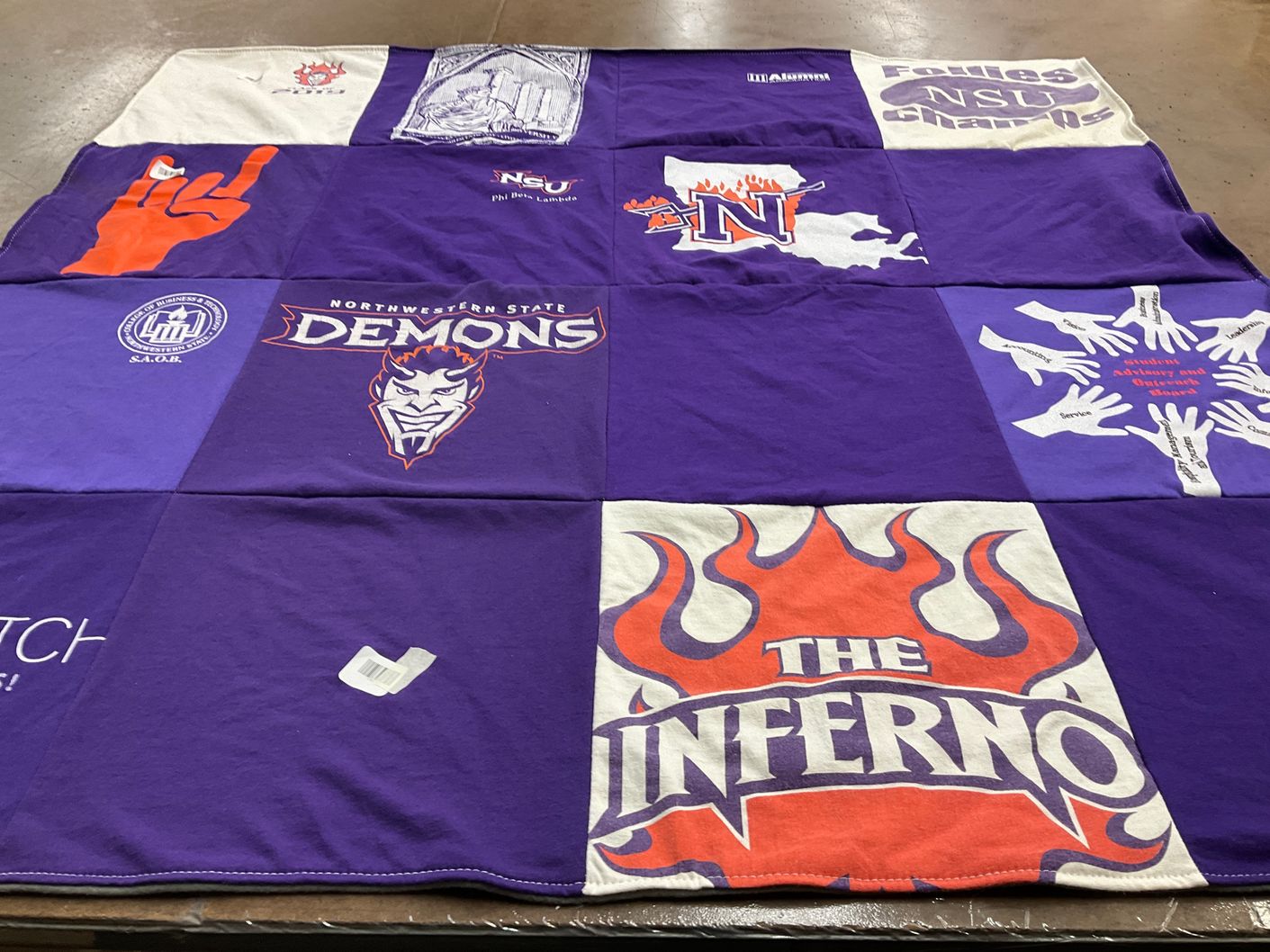 T-shirt quilt featuring northwestern state university demons by Virginia from LA