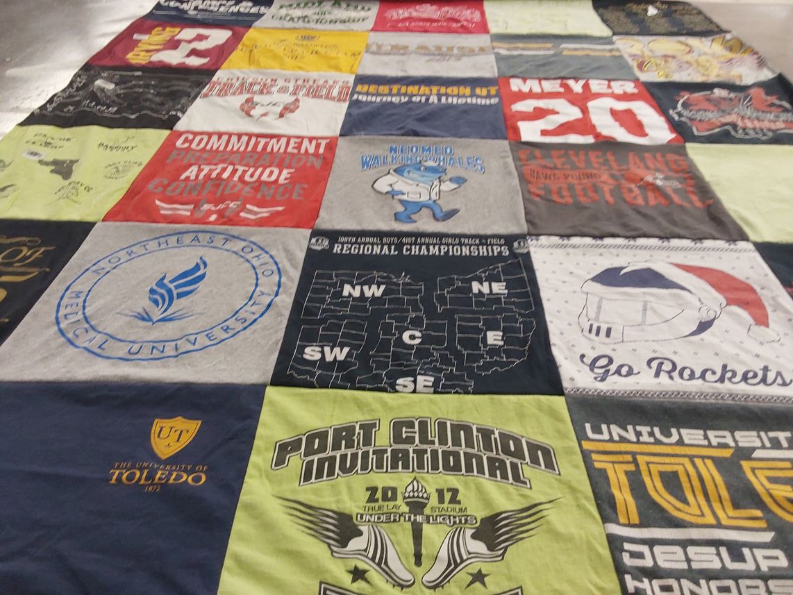 T-shirt quilt featuring cleveland football, rockets by Kyle from OH