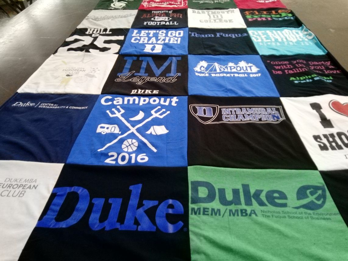 T-shirt quilt from duke university by Helen Elizabeth from NY