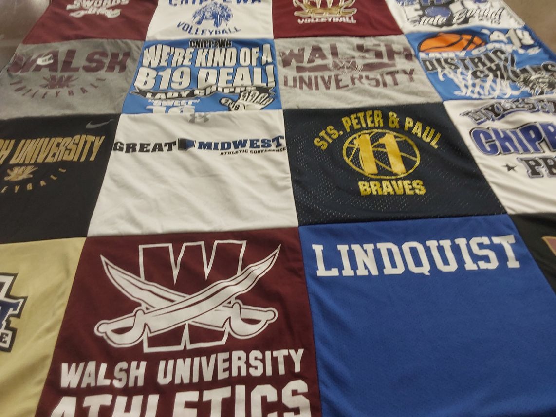 T-shirt quilt featuring chippewa volleyball, sts. peter & paul braves by Grace from FL