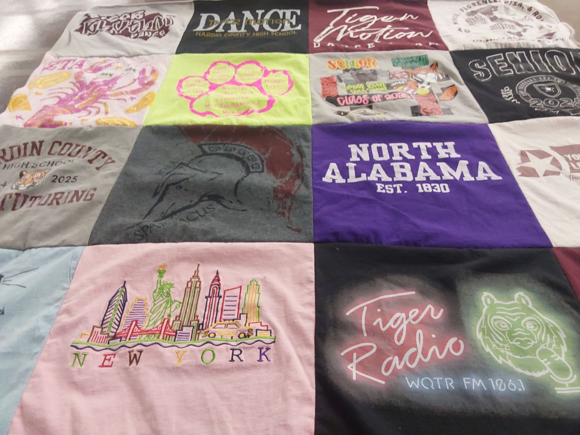 T-shirt quilt from hardin county high school, north alabama university by Stephanie from TN
