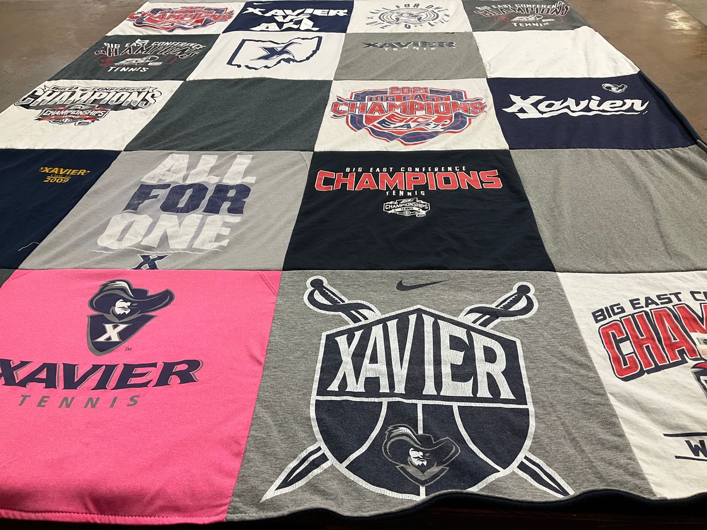 T-shirt quilt from xavier university by Kara from OH