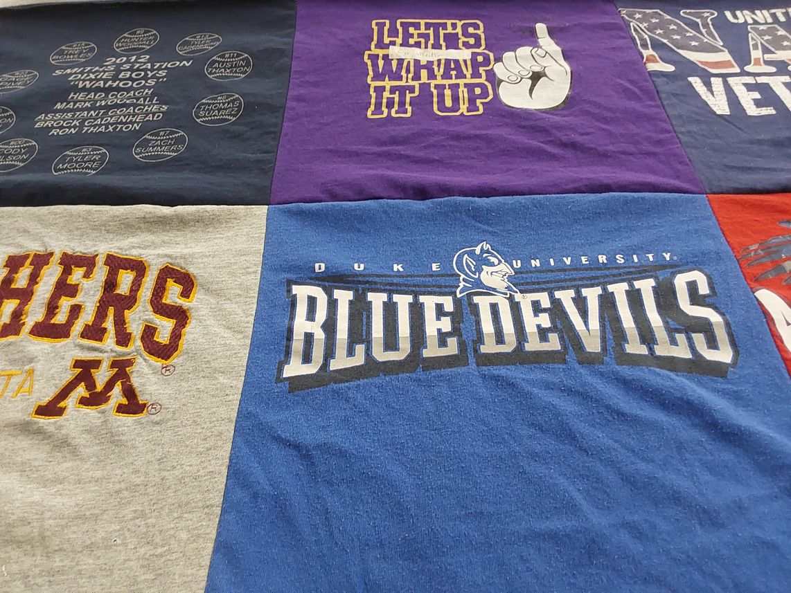 T-shirt quilt featuring duke blue devils, minnesota gophers by Deborah from GA