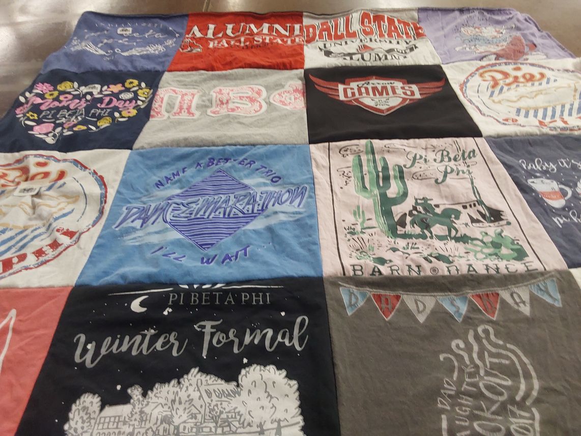 T-shirt quilt from ball state university by anne from IL