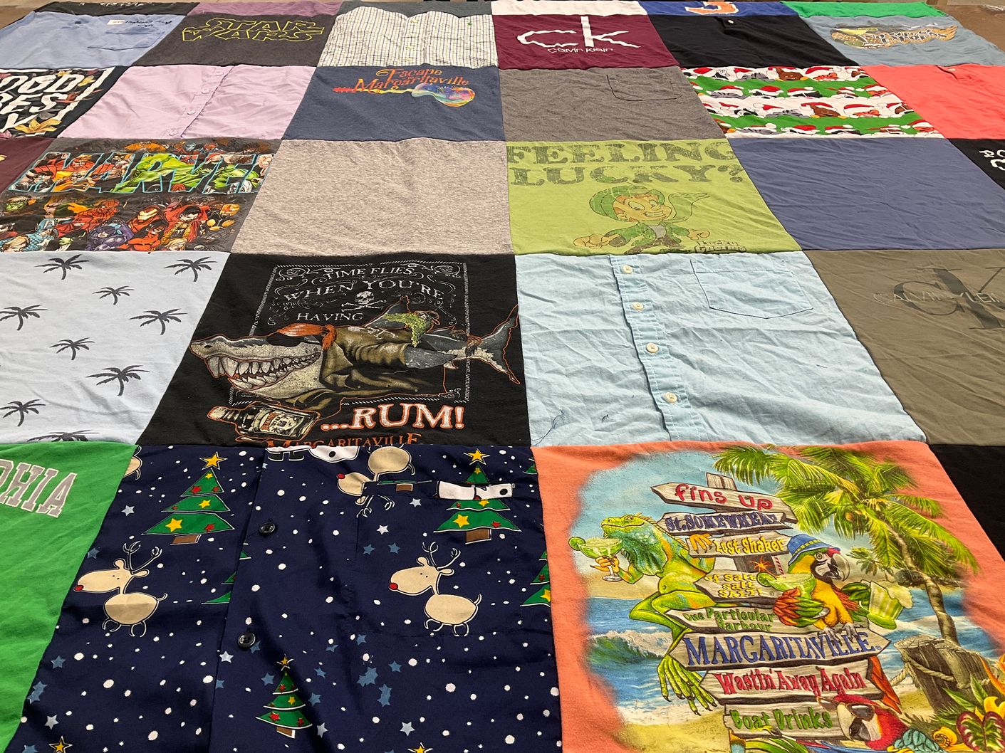 T-shirt quilt with beaches, vacations themes by Autumn from NY