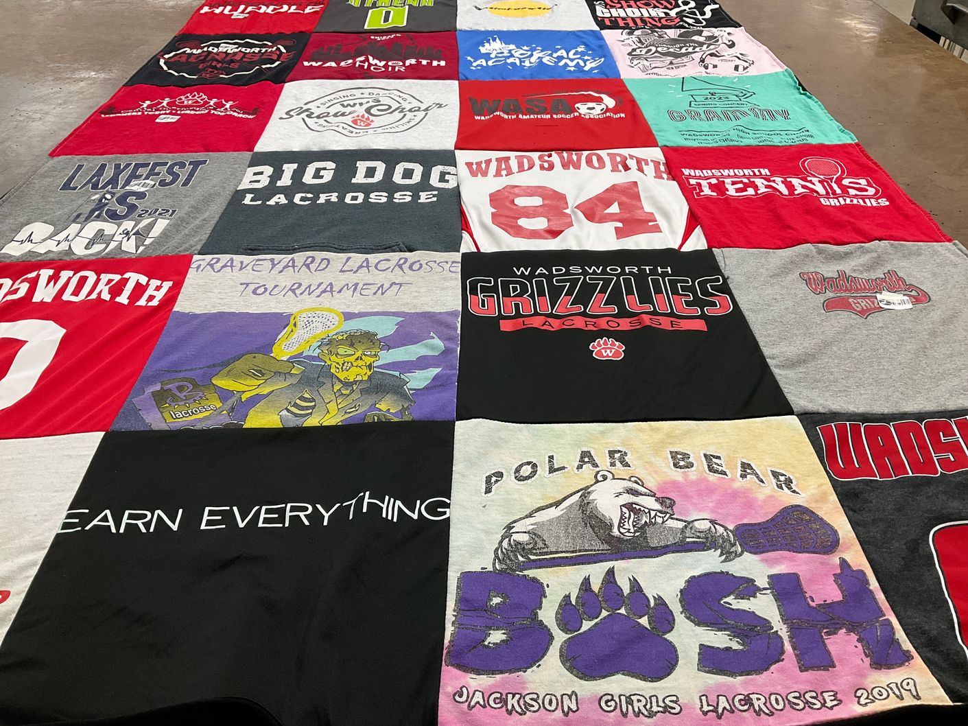 T-shirt quilt featuring wadsworth grizzlies lacrosse by Christina from OH