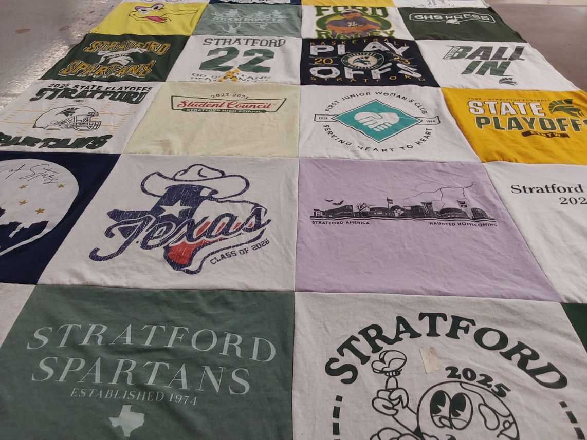 T-shirt quilt featuring stratford spartan football team by Ashley from TX