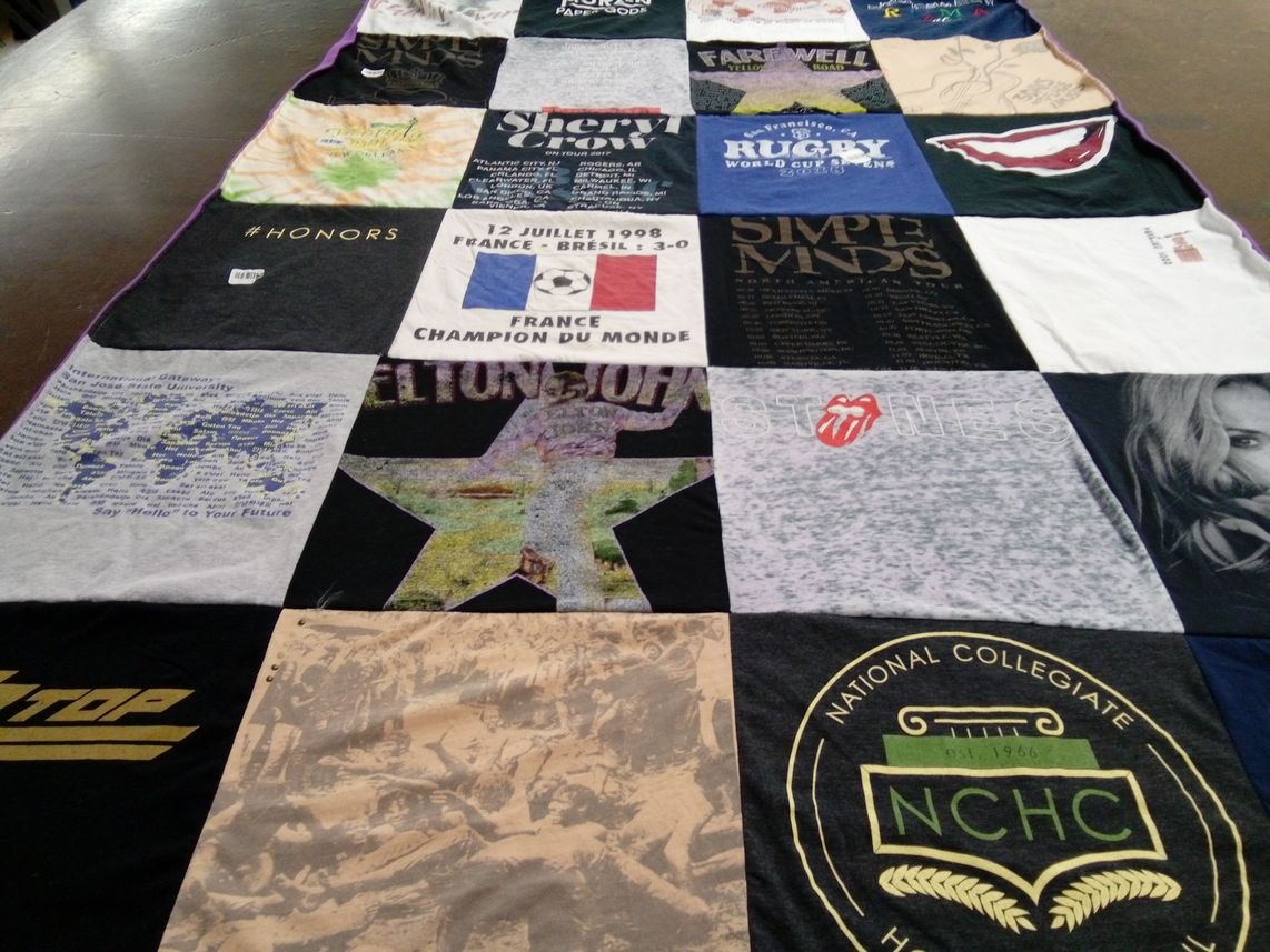 T-shirt quilt from gateway community college by Sebastien from CA