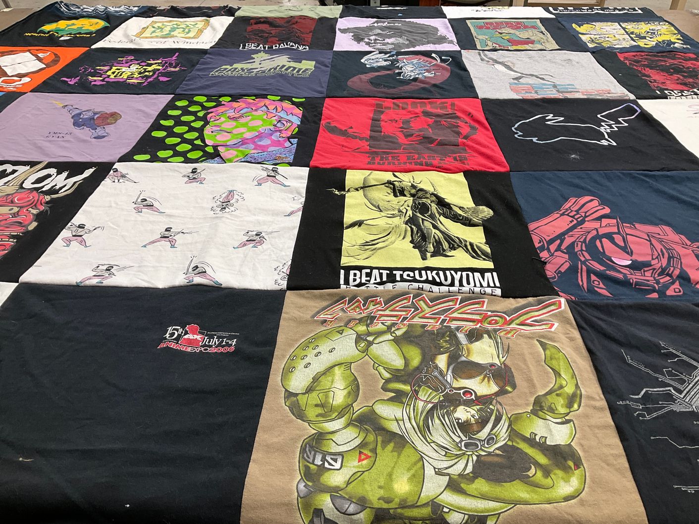 T-shirt quilt with anime, comics themes by Joshua from WA