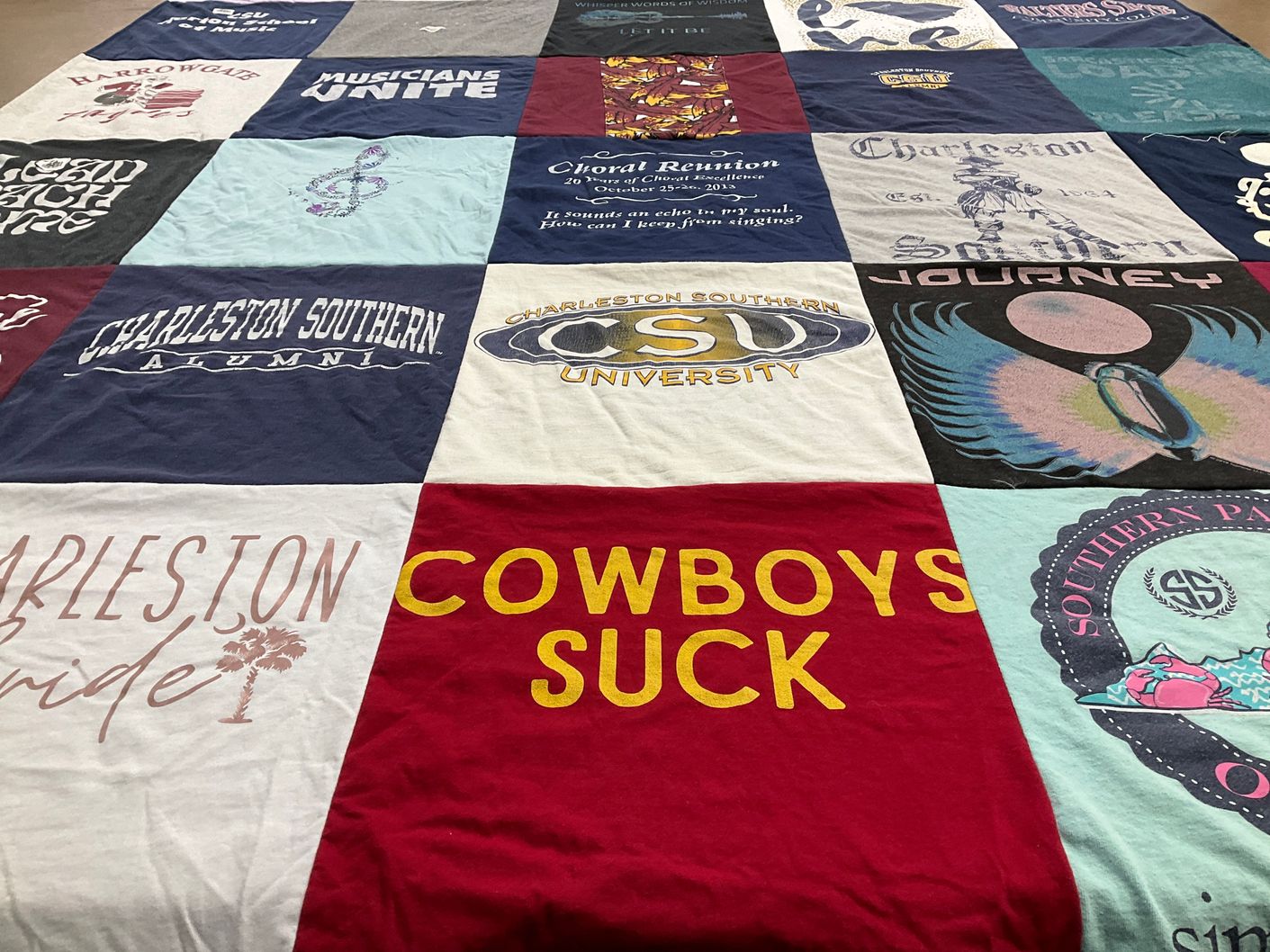T-shirt quilt from charleston southern university by Angela from TN