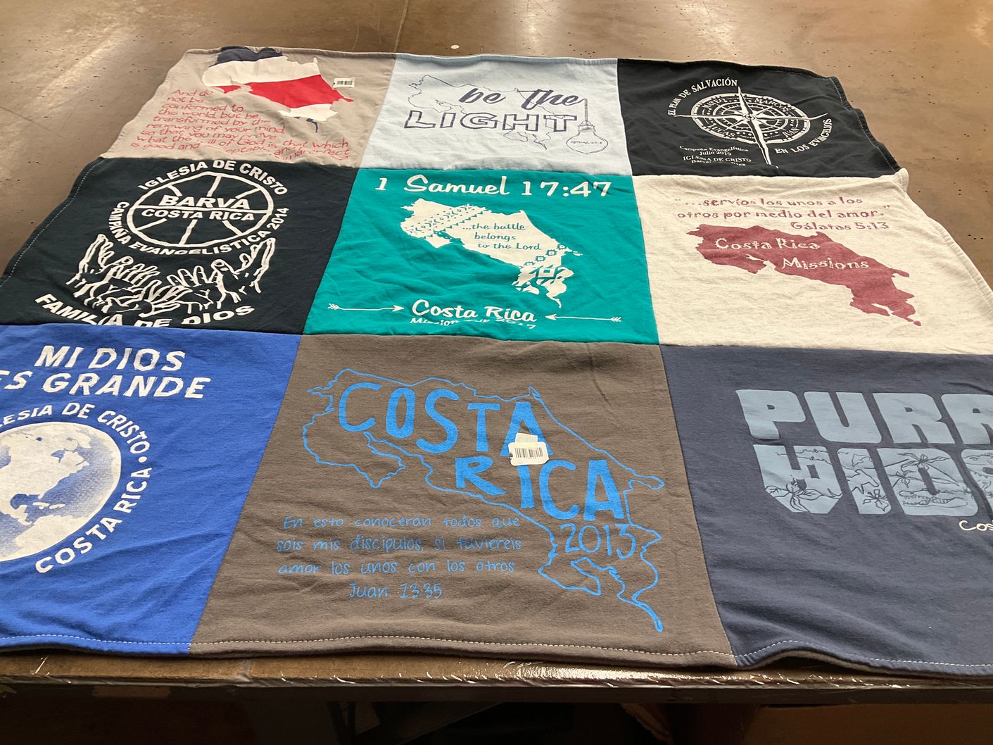 T-shirt quilt with missions, christianity themes by Donna from KY