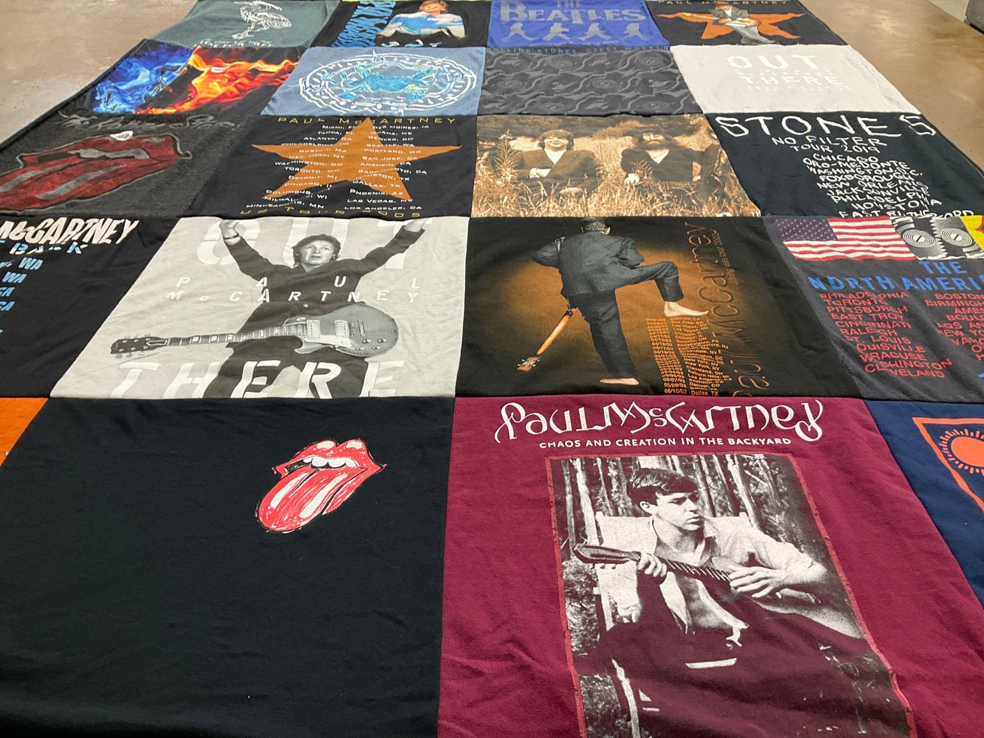T-shirt quilt with music, rock themes by DAN from MD