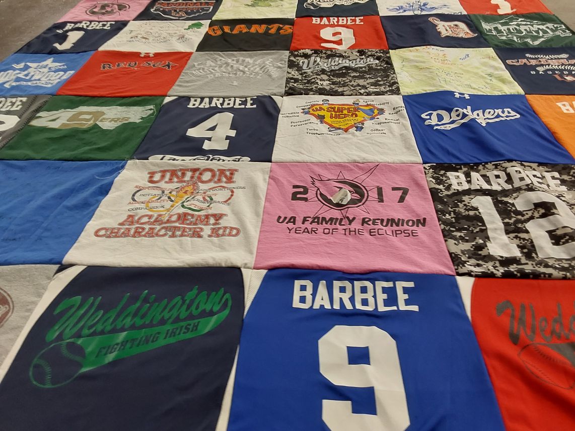 T-shirt quilt featuring san francisco 49ers, los angeles dodgers by Heather from NC