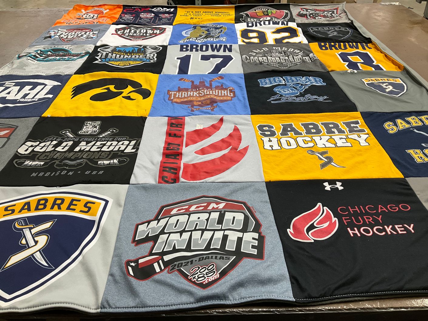 T-shirt quilt featuring sabres hockey, chicago fury hockey by Whitney from IL