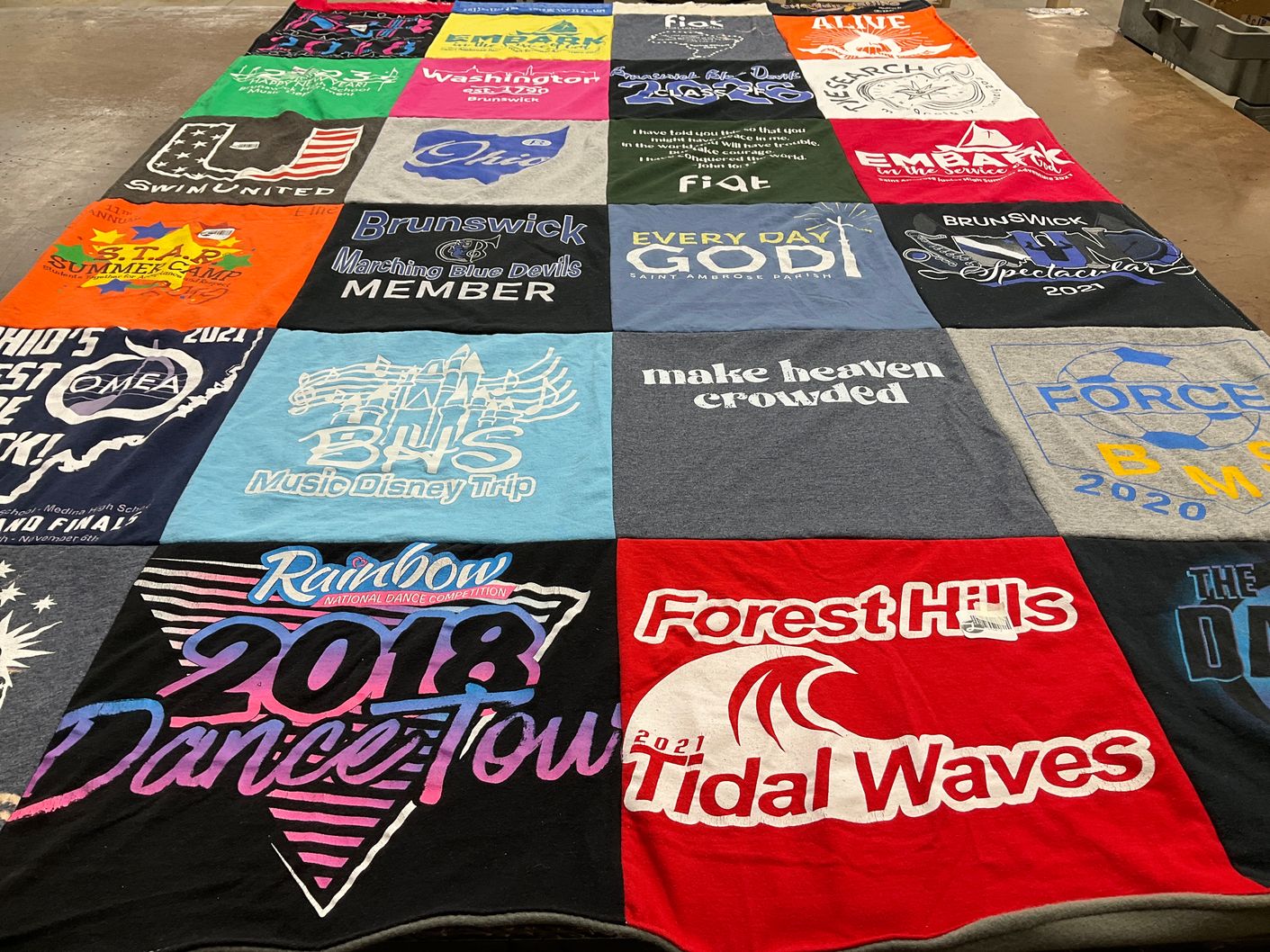 T-shirt quilt from brunswick high school, forest hills high school by Deborah from OH