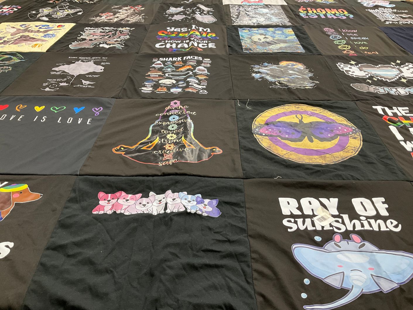 T-shirt quilt with positivity, acceptance themes by Kristina from WI