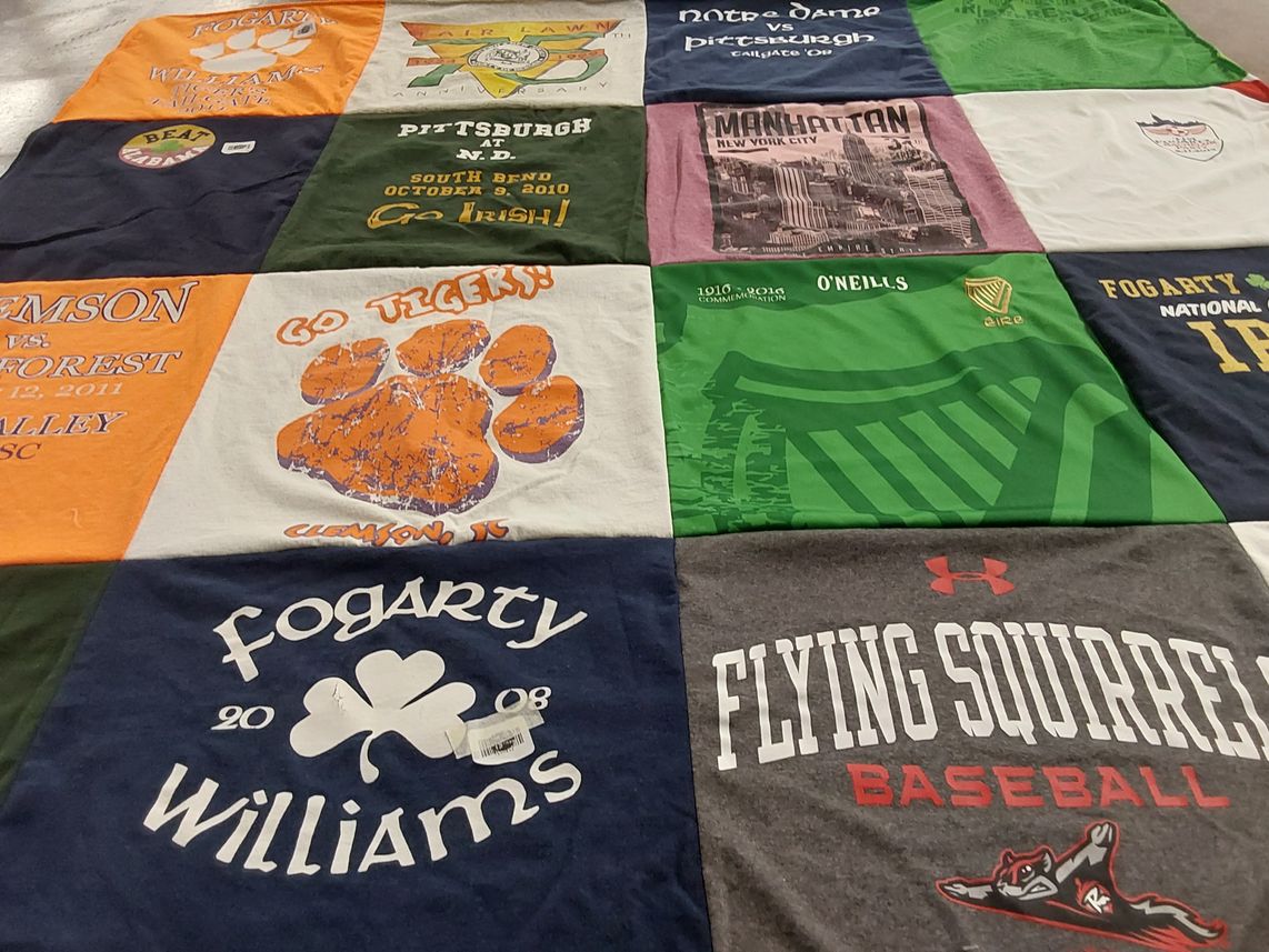 T-shirt quilt from clemson university, manhattan college by Timothy from NY