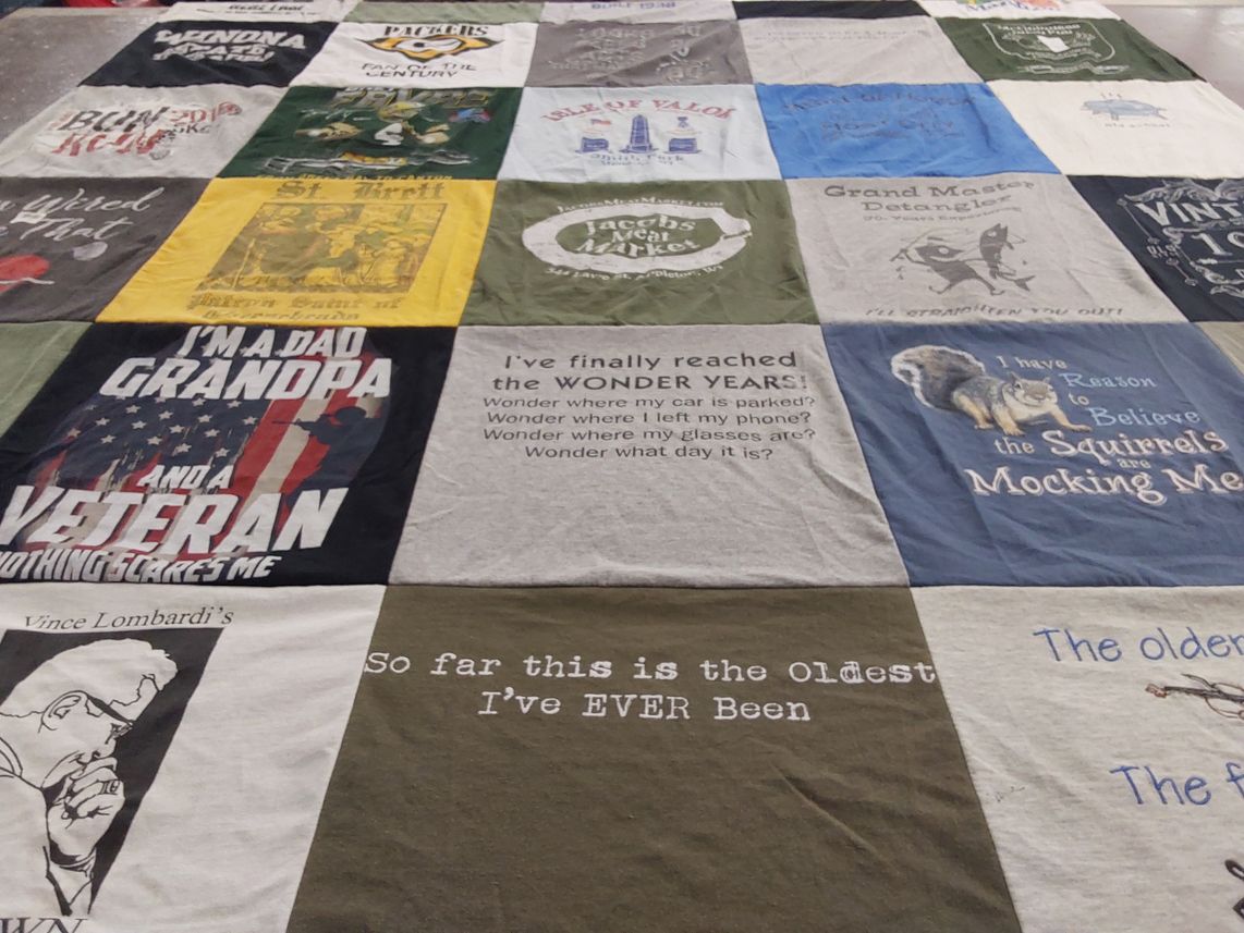 T-shirt quilt with humor, family themes by James from MD