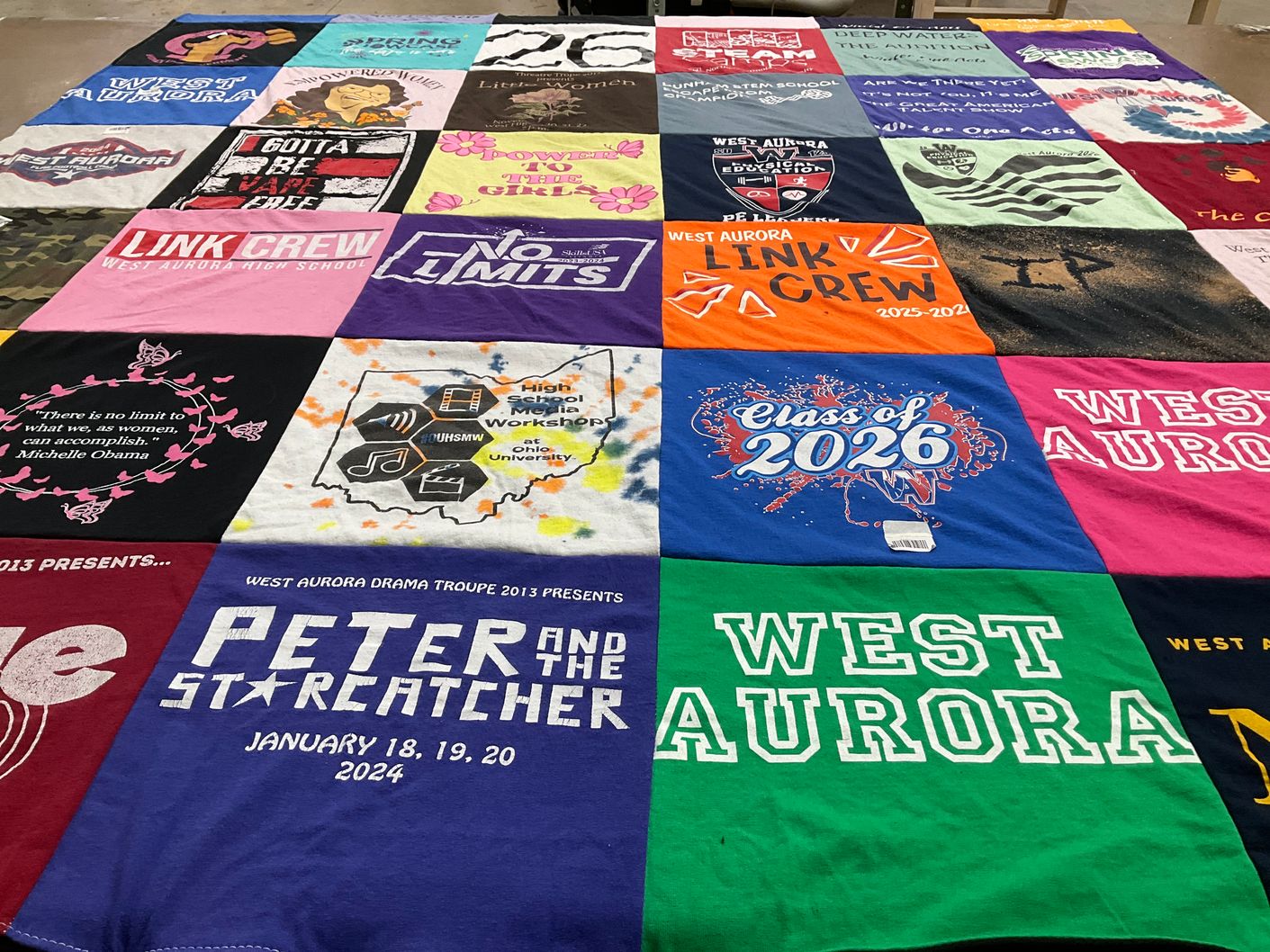 T-shirt quilt from west aurora high school by Jennifer from IL