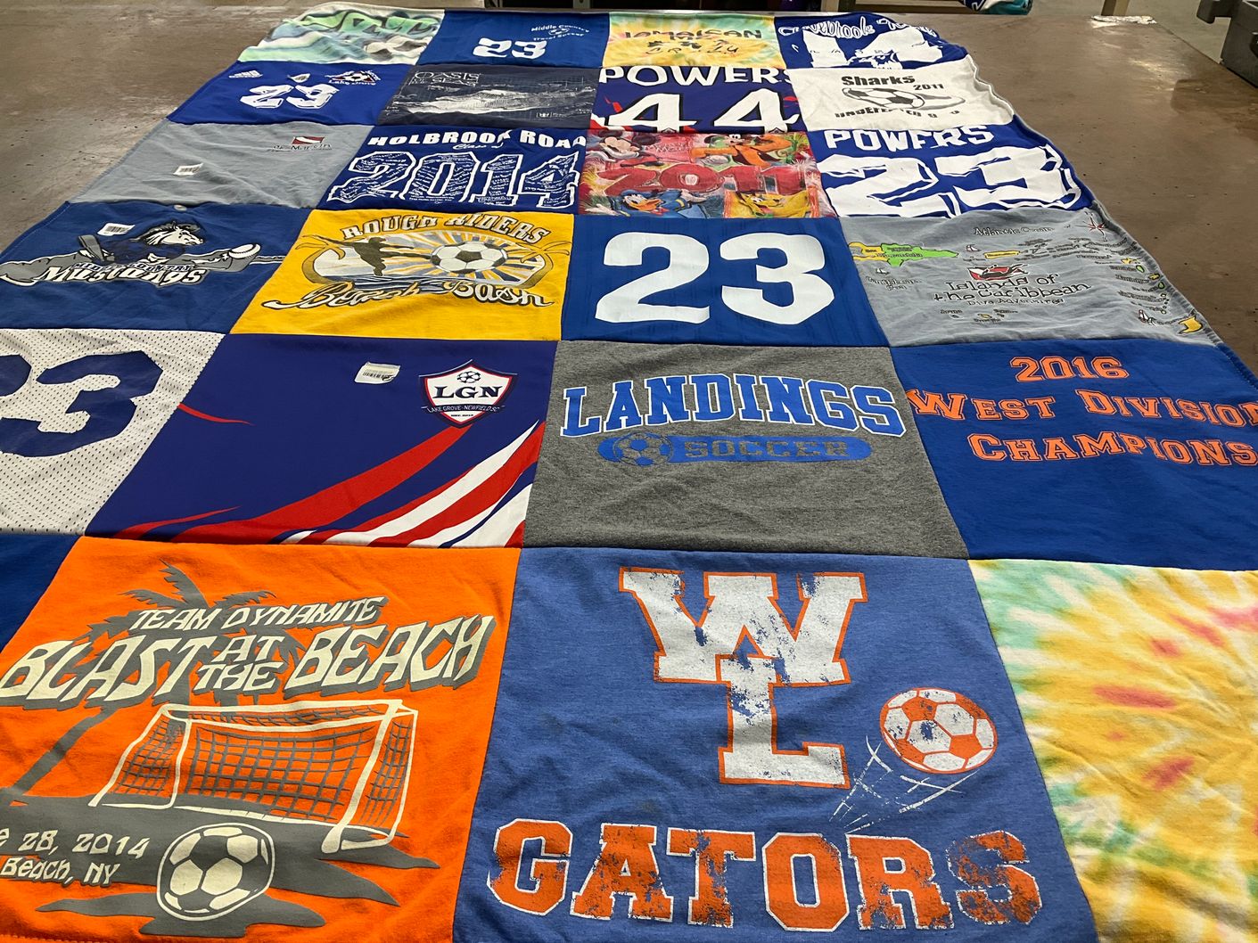 T-shirt quilt featuring gators, sharks by Eric from FL