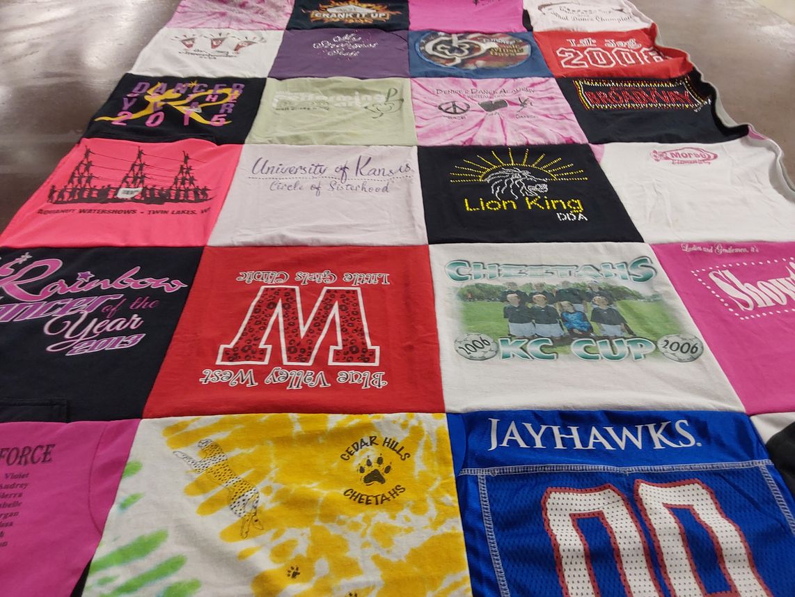 T-shirt quilt featuring jayhawks by John from FL