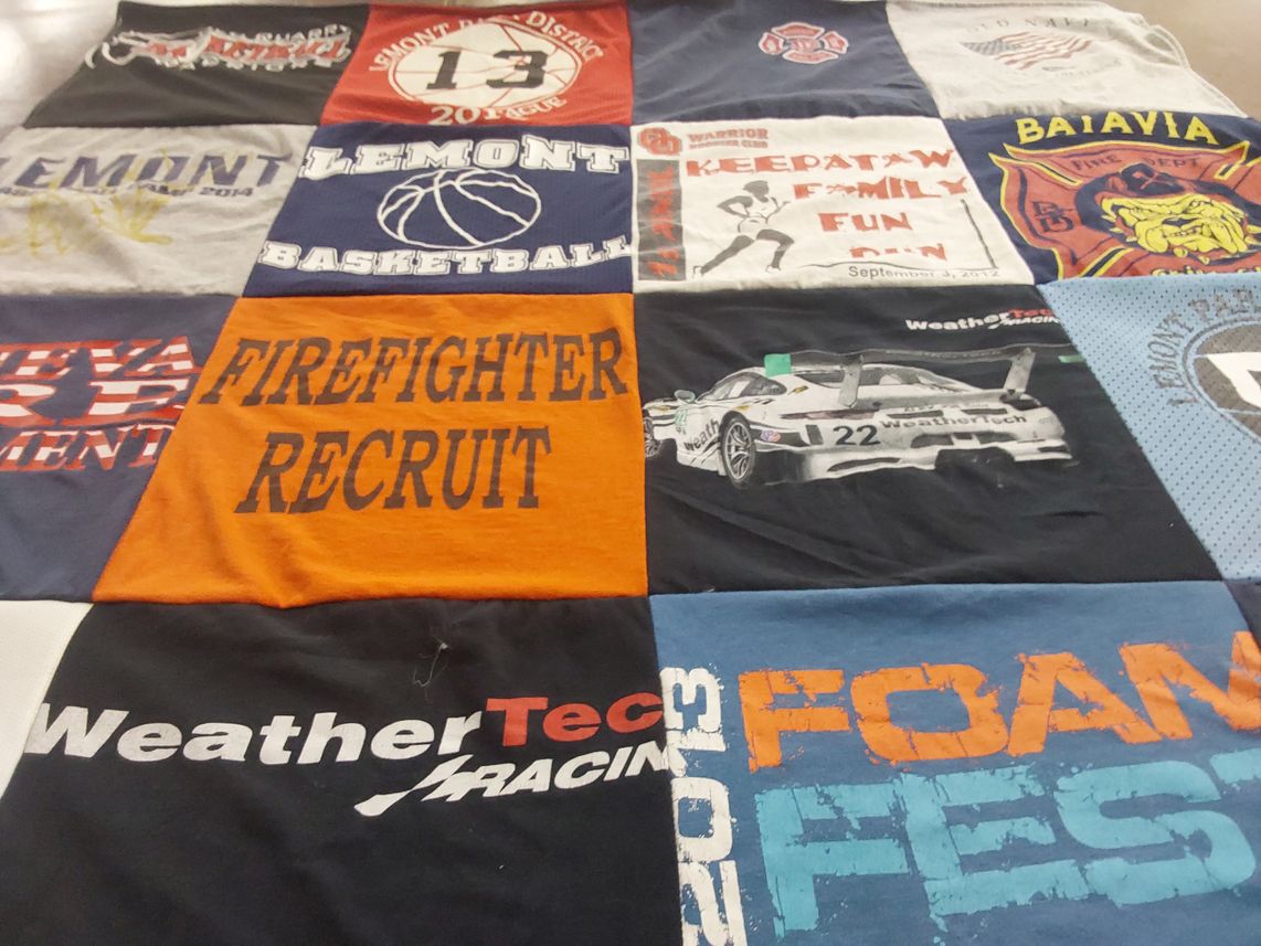T-shirt quilt featuring warriors by Lisa from IL