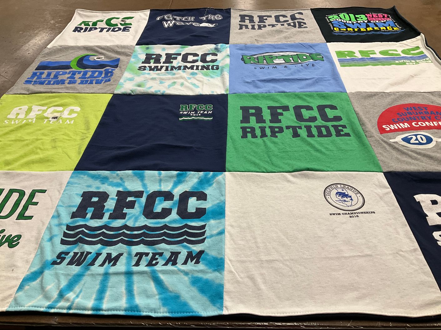 T-shirt quilt featuring rfcc swim team by Leslie from IL