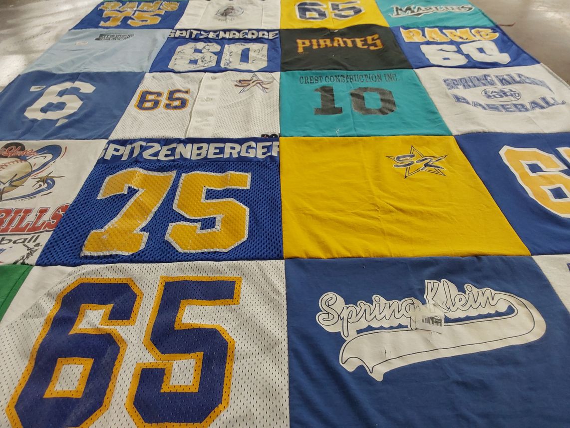 T-shirt quilt featuring pirates, spring klein baseball by Rhonda from TX