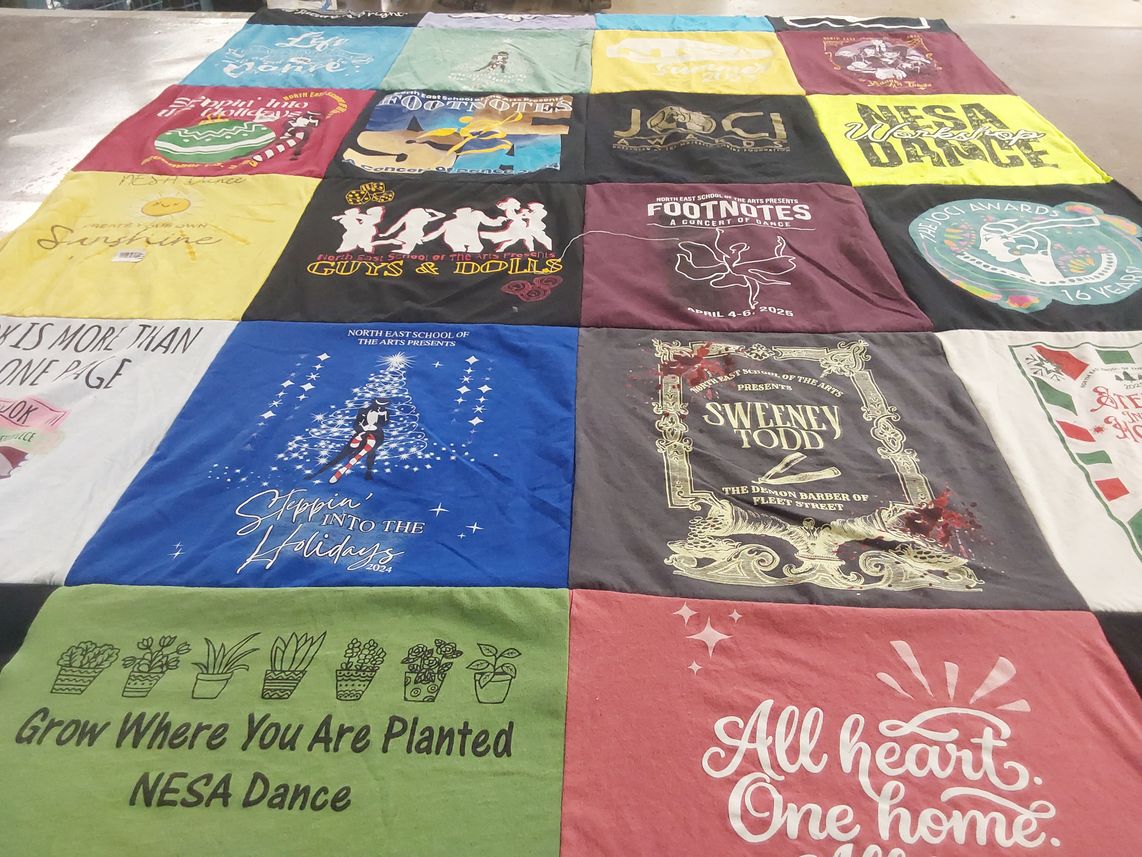 T-shirt quilt from northeast school of the arts by Tracy from TX