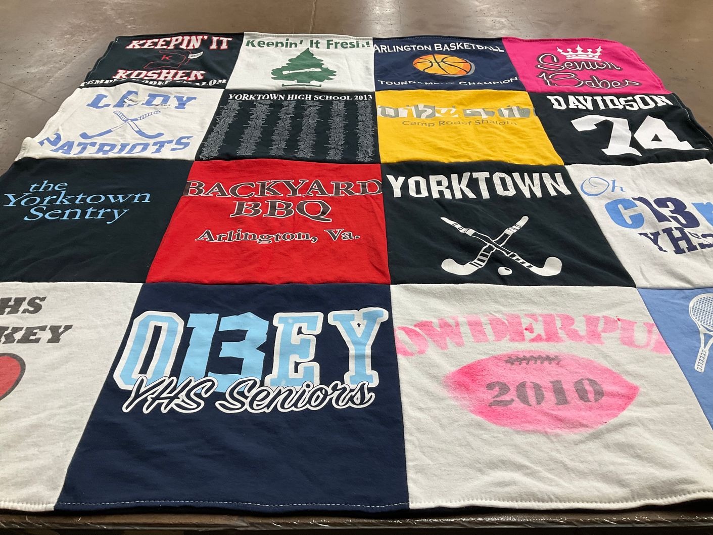 T-shirt quilt featuring yorktown patriots by Emma from VA