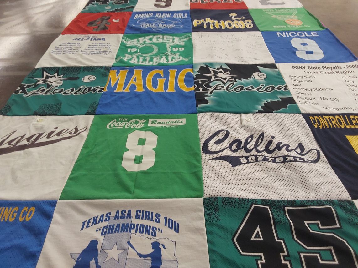 T-shirt quilt featuring collins softball by Rhonda from TX