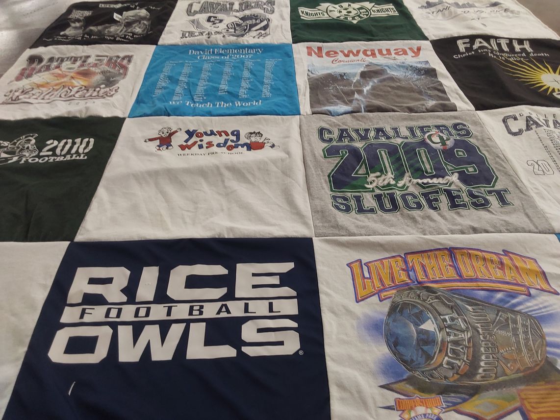 T-shirt quilt featuring rice university football by Jane from TX
