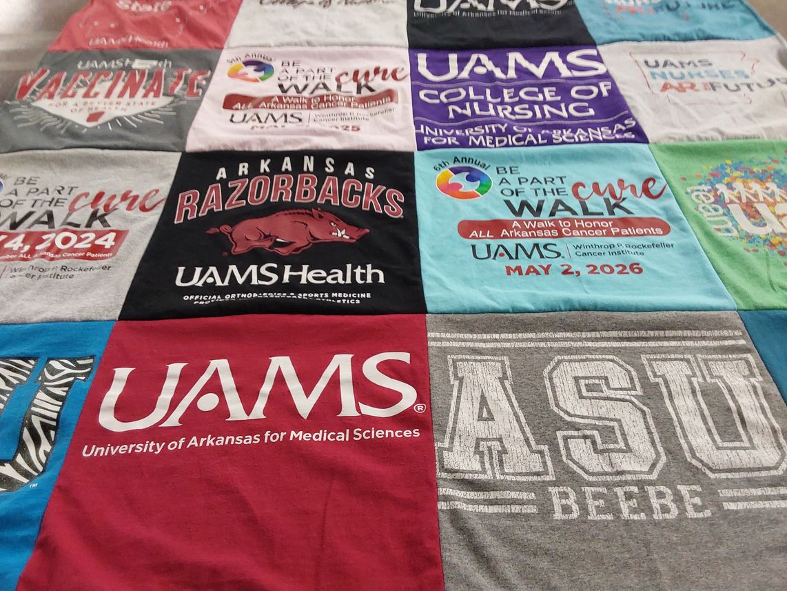 T-shirt quilt featuring university of arkansas razorbacks by Megan from AR