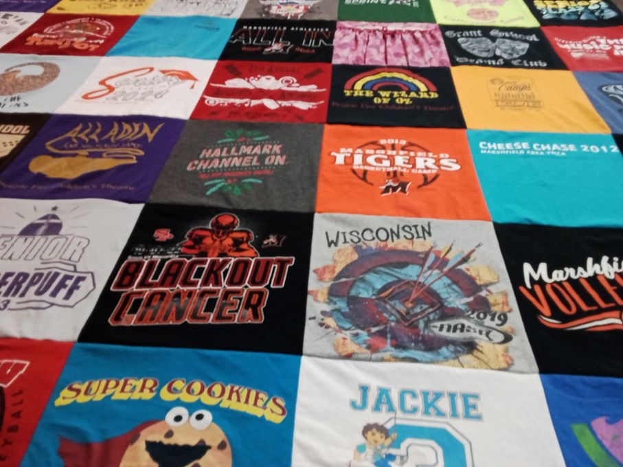 T-shirt quilt featuring marshfield high school tigers basketball team by Amy from WI
