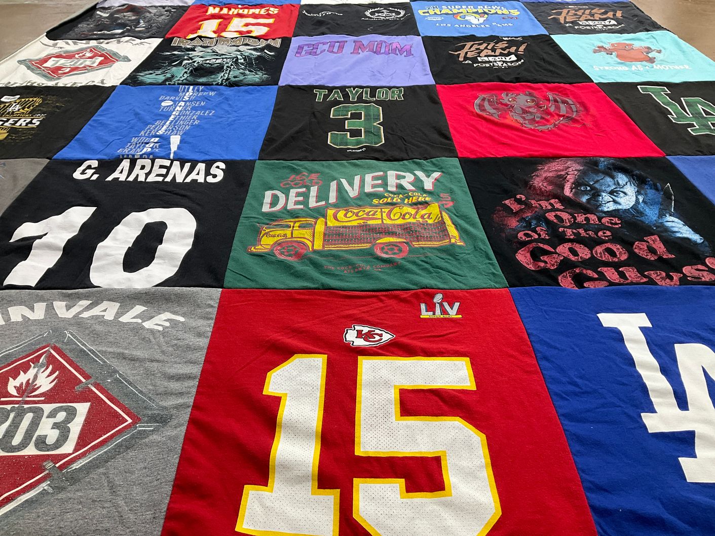 T-shirt quilt featuring kansas city chiefs by Angelica from CA
