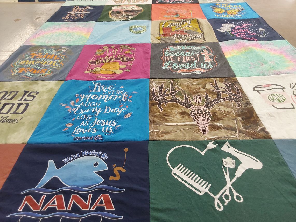 T-shirt quilt with faith, family themes by Patricia from LA
