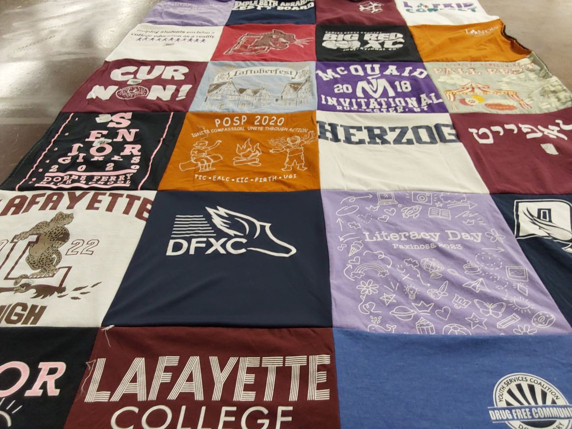 T-shirt quilt from lafayette college, lafayette high school by Jenna from NY