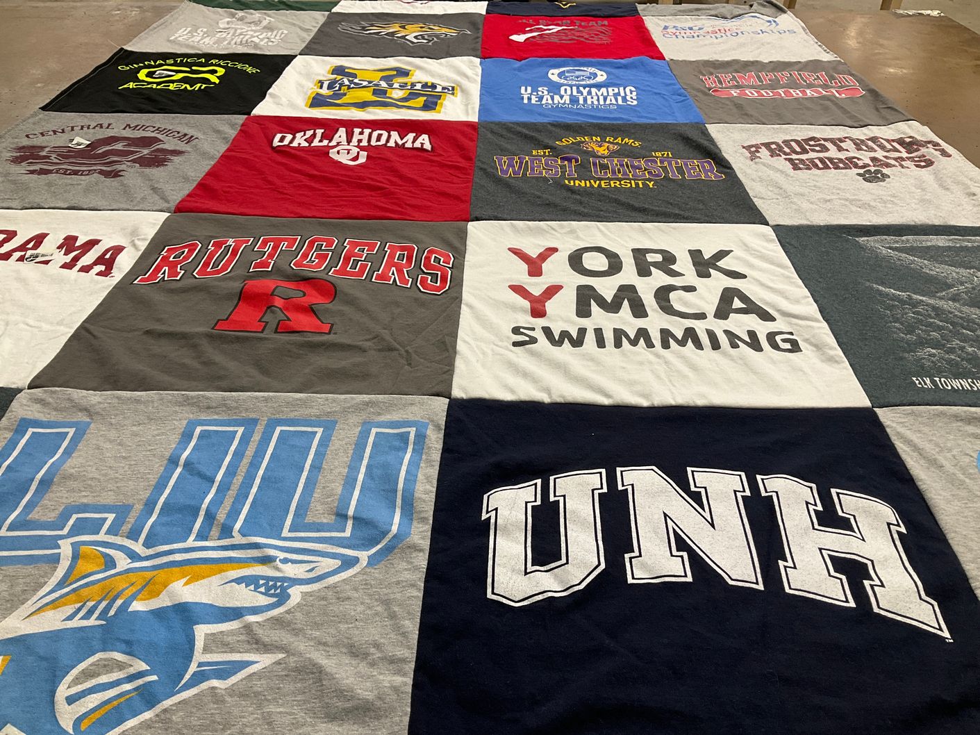 T-shirt quilt from rutgers university, central michigan university by jennifer from PA