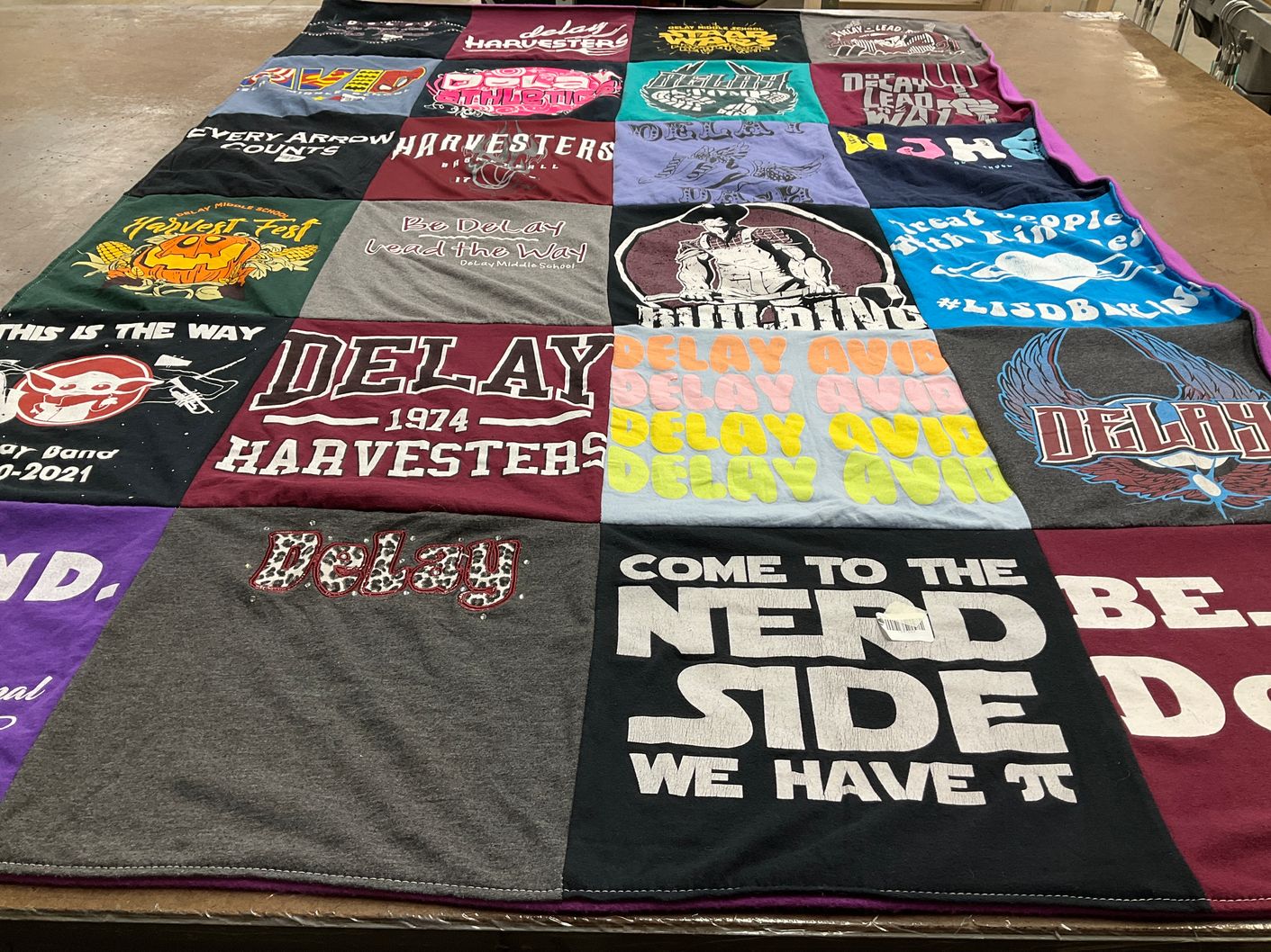 T-shirt quilt from delay middle school by Jini from TX