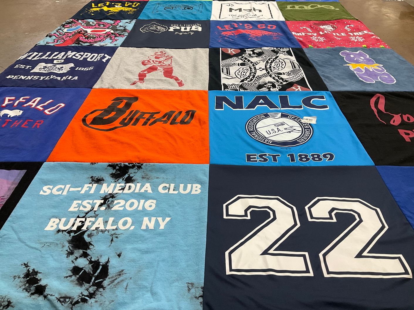T-shirt quilt with sci-fi, media themes by Mary from NY