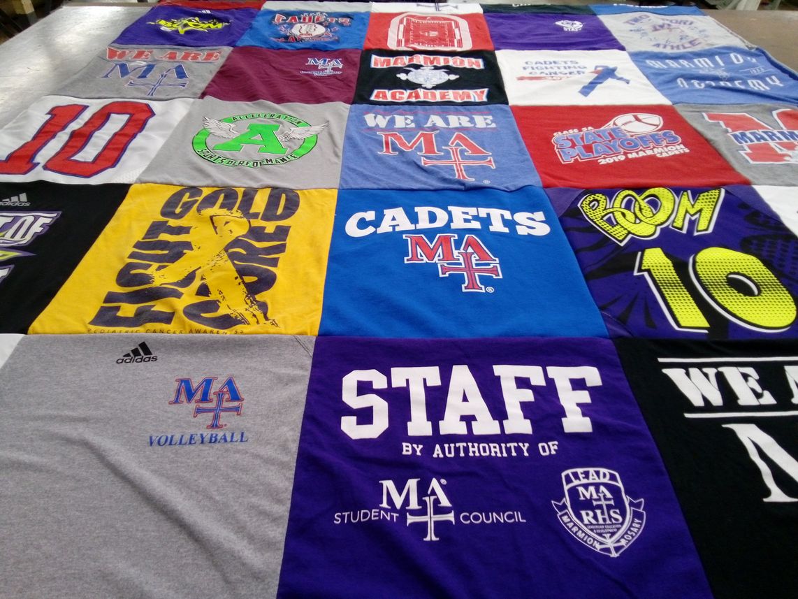 T-shirt quilt featuring marmion academy volleyball by Jennifer from IL