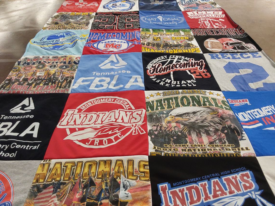 T-shirt quilt featuring montgomery central jrotc, montgomery central basketball by Abigail from TN