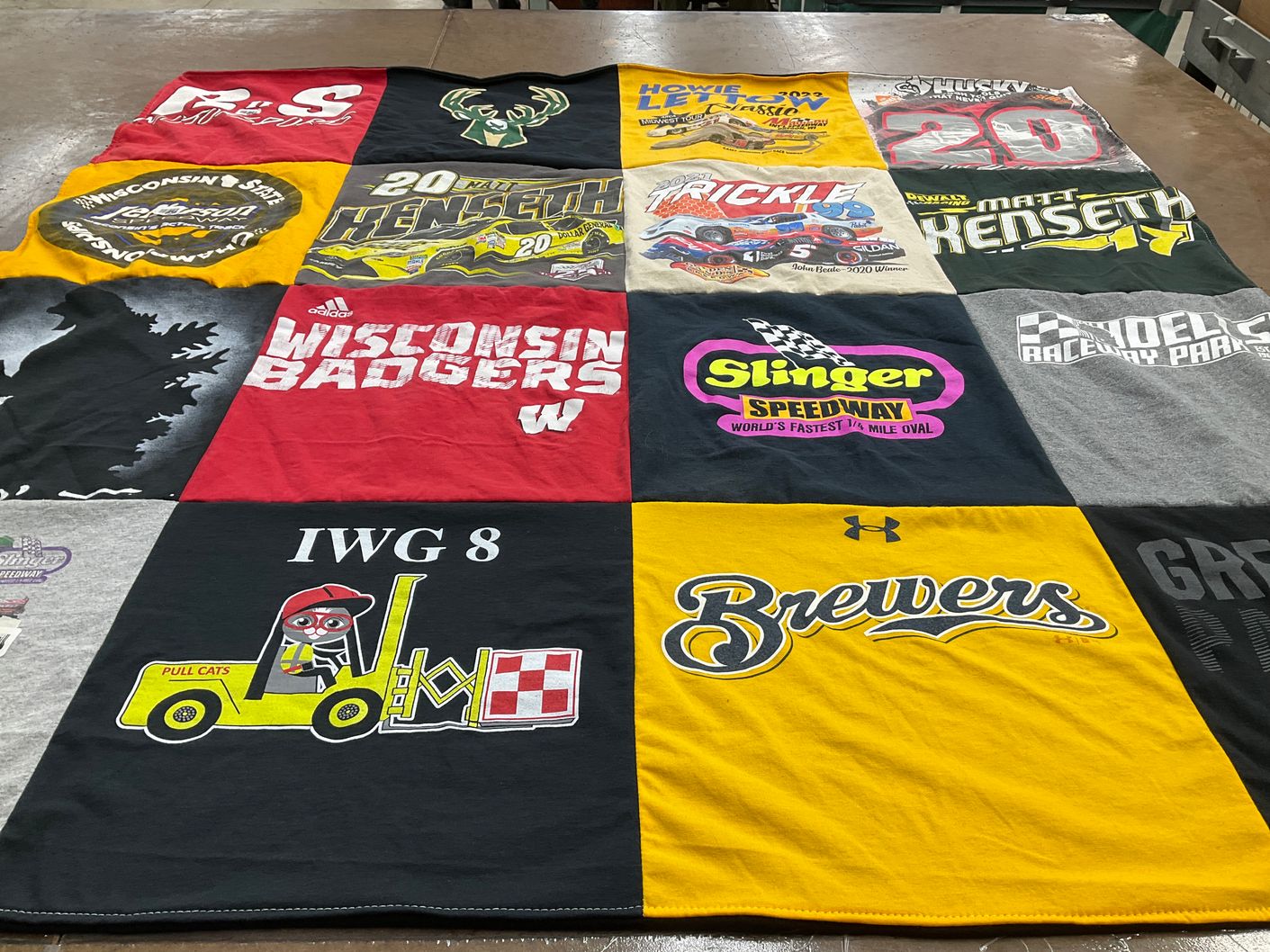 T-shirt quilt from university of wisconsin by Patricia from WI