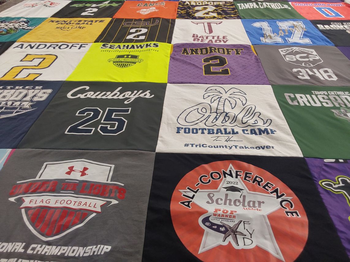 T-shirt quilt featuring tampa catholic crusaders, androff by Katie from FL